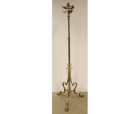 Stunning Vict. Brass Telescopic Standard Lamp on Paw Feet