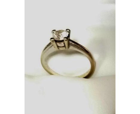 18 CT White Gold Solitaire Diamond Ring 0.52 Carat.