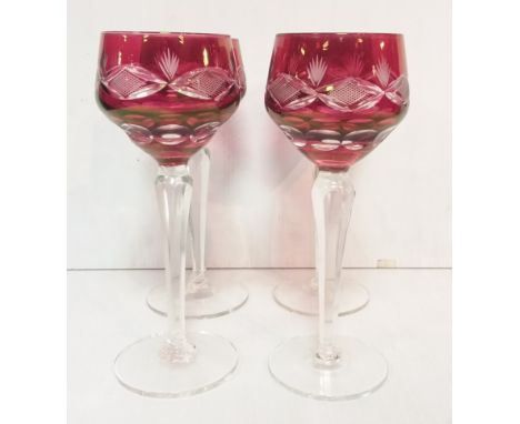 Set of 4 Ruby Hock Glasses