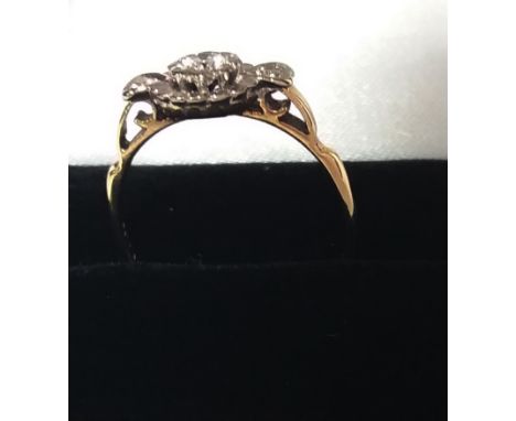 18 CT Gold Vintage Diamond Ring , Size M & 1/2