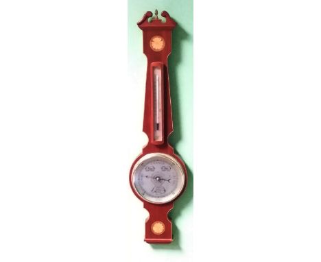 Edw, Style Inlaid Mahogany Aneroid Barometer (Shortland, Manchester)