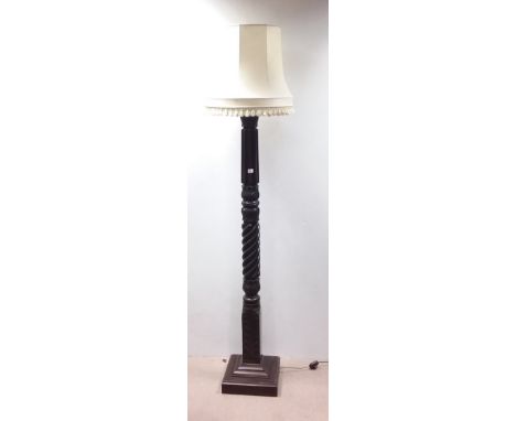 Stunning Vict. Mahogany Carved Standard Lamp & Shade