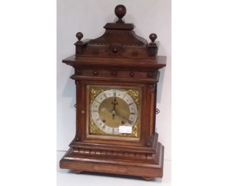 Vict. Carved Oak Bracket Clock