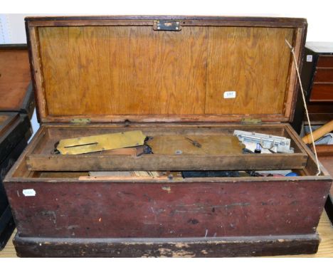 Woodworking Chest containing hand drills, braces, Salter spring scales and others