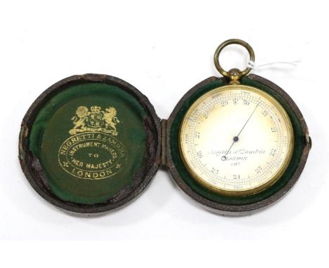 Negretti &amp; Zambra Pocket Aneroid Barometer, no.6415, 1 3/4'' dial with pressure scale 21-31 and altitude 0-10000; engrave