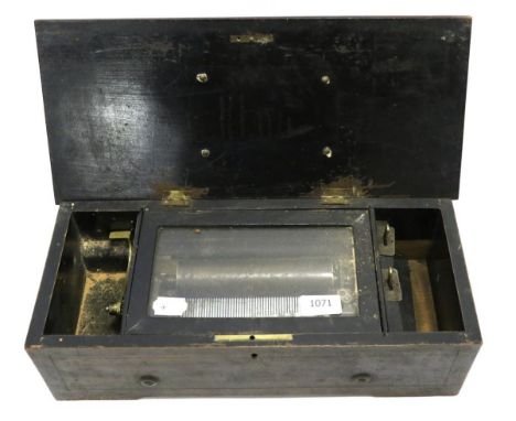 A Six Air Musical Box no.3399, hooked-tooth single section comb on reeded bedplate, lacking tunesheet, in grained case (sprin