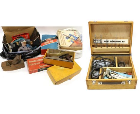 Various Woodworking Tools including Stanley No.4 Plane (boxed), Stanley home Maintenance Kit (in wooden box) Surform Planerfi
