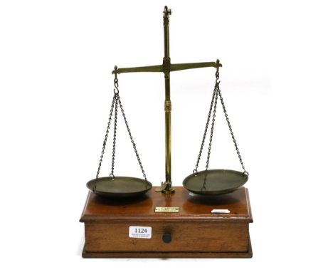 C Stevens &amp; Son, Scale Makers (London) Portable Balance Scales with two piece detachable stand and two circular pans on m