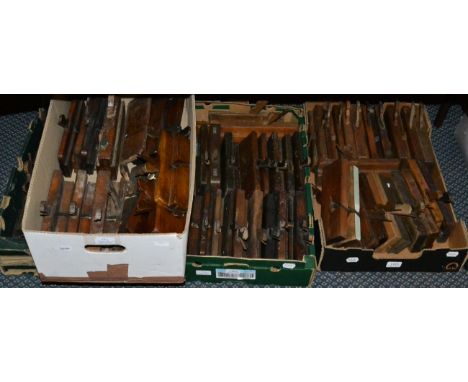 Various Planes including moulding planes, block planes, rebate planes and a few other assorted tools (in four boxes)