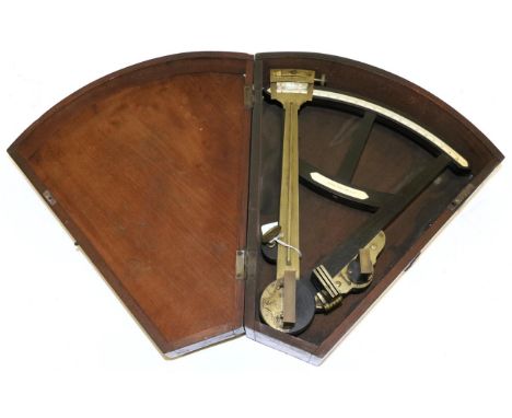 Limbach (Hull) Octant ebony frame with ivory inlay and Vernier scale 11'', 27cm diameter (cased)