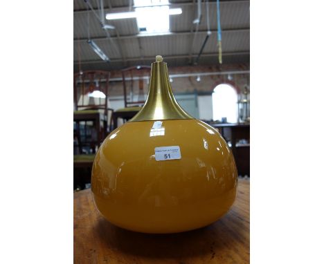 A VINTAGE 1970S ORANGE GLASS HANGING LAMP SHADE