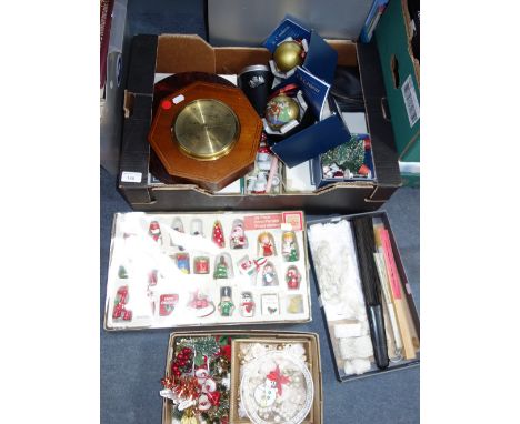 A MAOGANY CASED BAROMETER, Christmas decorations and sundries