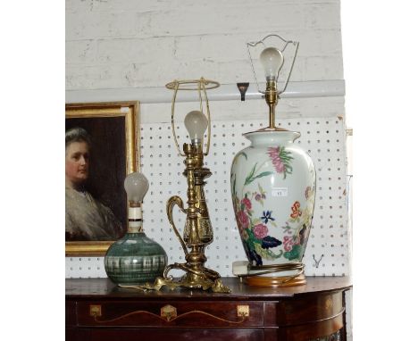 AN EDWARDIAN BRASS TABLE LAMP and others similar