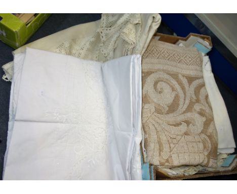 A QUANTITY OF TABLECLOTHS and textiles