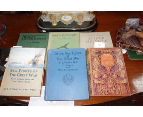 W L WYLLIE, R A and M F WREN: 'Sea Fights of the Great War', 'Birds in Flight' illustrated by Roland Green, and other similar