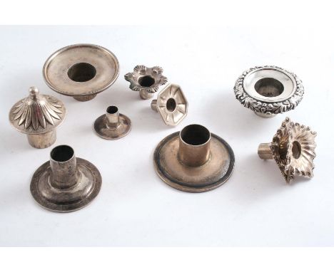 A SMALL QUANTITY OF NOZZLES ETC. including a pair & two other candlestick nozzles, a pair & three other taperstick nozzles an