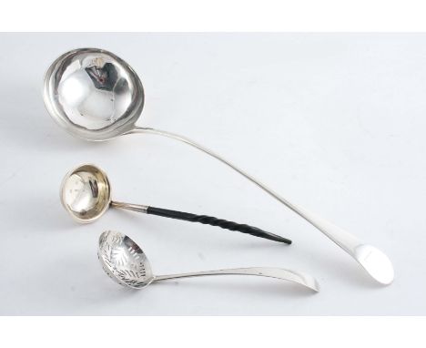 A GEORGE III PROVINCIAL SOUP LADLE crested, by John Hobson & James Hetherington of Newcastle c.1775 (A/F), a George III Irish