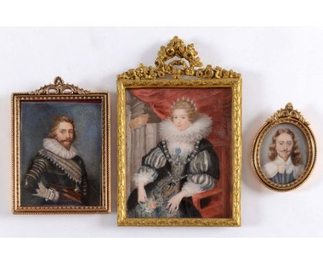 ENGLISH SCHOOL 19TH CENTURY Portrait of Charles I, on ivory, 4.75 x 3.75 cms; Continental School 19th century after Rubens, p