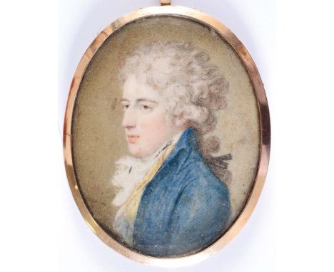 IRISH SCHOOL after HUGH DOUGLAS HAMILTON (Dublin 1740-1808) John Viscount Crosbie wearing a blue coat, yellow waistcoat & whi