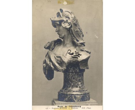 RODIN AUGUSTE: (1840-1917) French Sculptor. A good vintage signed postcard photograph of Rodin's bust Bellone in the Museum o