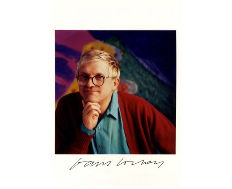 HOCKNEY DAVID: (1937-   ) British Artist. Signed colour 5 x 7 photograph of Hockney in a head and shoulders pose. Signed in b