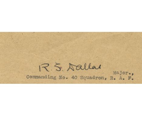 DALLAS RODERIC: (1891-1918) Australian Fighter Ace (32 victories) of World War I. Rare, bold fountain pen ink signature ('R. 