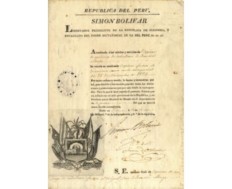 BOLIVAR SIMON: (1783-1830) Venezuelan-born Military and Political leader. President of Gran Colombia 1819-30, President of Bo