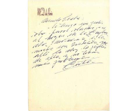 PERON EVA: (1919-1952) First Lady of Argentina 1946-52, second wife of President Juan Peron. A.L.S., Evita, one page, 8vo, n.