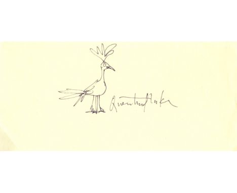 BLAKE QUENTIN: (1932-     ) English Illustrator & Cartoonist. An original black pen and ink sketch of a bird, with a large pl