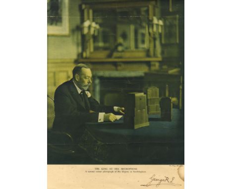 GEORGE V: (1865-1936) King of the United Kingdom 1910-1936. Vintage signed colour 10.5 x 14.5 printed photograph of the King 