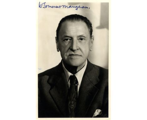MAUGHAM W. SOMERSET: (1874-1965) British Playwright &amp; Novelist. Vintage signed 3.5 x 6 photograph of Maugham in a head an