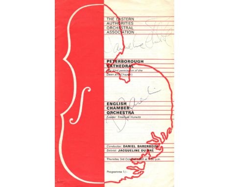 DU PRE JACQUELINE: (1945-1987) English Cellist. A printed 8vo programme for a performance by Du Pre and the English Chamber O