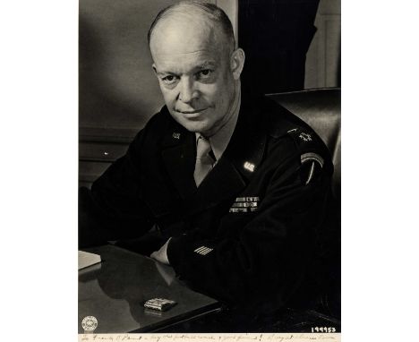 EISENHOWER DWIGHT D.: (1890-1969) American General of World War II, later American President 1953-61. Vintage signed and insc