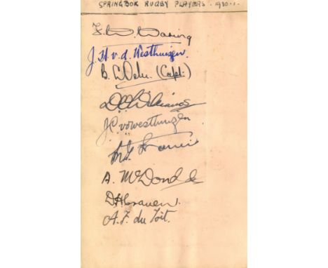 RUGBY UNION: Selection of vintage signed album pages, signed snapshot photographs etc., by various Rugby Union players, inclu