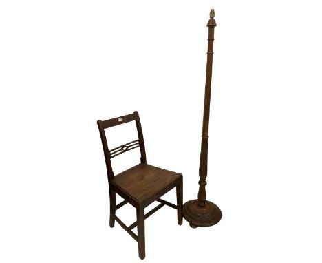 Oak farmhouse chair with turned standard lamp