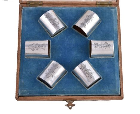A matched set of six Russian silver vodka cups (charka), maker's mark P.L (Latin, not traced), St Petersburg late 19th centur