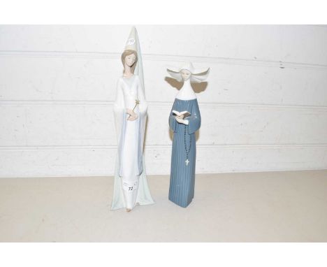 Lladro model of a nun together with a further Nao model (2)