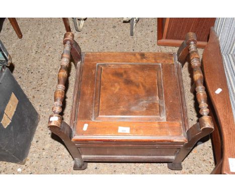 19th Century hardwood box commode with original fittings