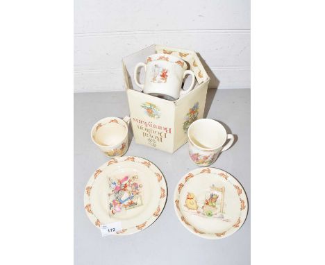 Bunnykins by Royal Doulton, boxed baby set together with further cups and saucers