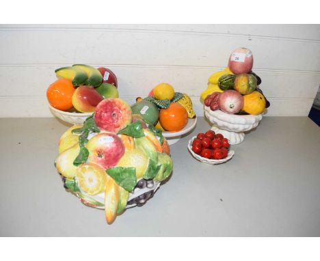 Collection of various ceramic fruit models