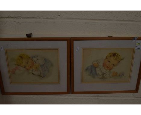 After Marian Hall, two coloured prints, Like a Rose and Morning Smile, both framed and glazed (2)
