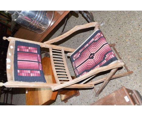 Vintage tapestry covered folding chair