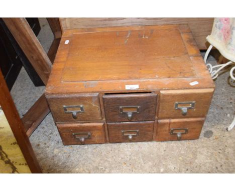 Early 20th Century table top six drawer card filing cabinet