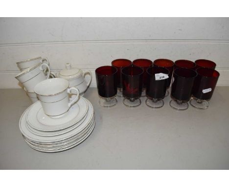 Quantity of ruby glasses and a quantity of Royal Norfolk tea wares
