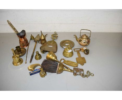Mixed Lot: Various brass wares, fire tools, small ornaments etc