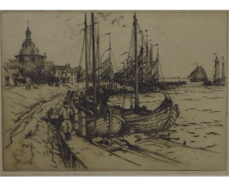 ROBERT CHARLES GOFF 1837-1922, 'Cat No 40, Enkhuizen - N. Holland', etching, signed bottom right and framed under glass, 35 x