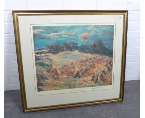 Cornfields by Sir William MacTaggart, coloured print circa 1975 by Venture Prints Ltd, framed under glass, size overall  78bx