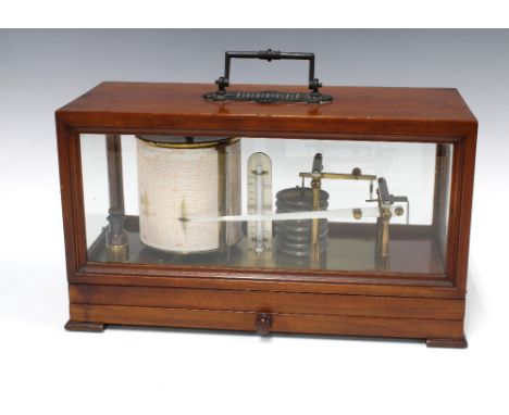 Lennie of Edinburgh mahogany cased barograph, 35 x 19 x 15cm