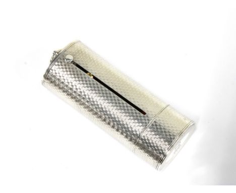 Victorian silver vesta &amp; tinder combination box, Henry William Dee, London 1869, engine turned case with silver gilt inte