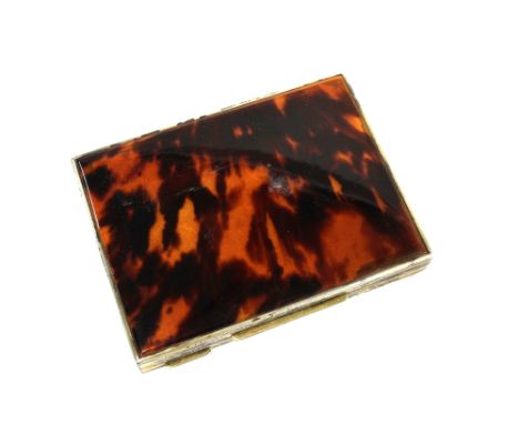 Italian tortoiseshell and silver gilt powder compact, stamped 800, 10 x 7.5cm